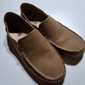 Women' Brown Embroidered Slip-On Loafers 6 OLUKAI